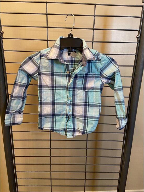 OshKosh B'gosh Other - OshKosh Bgosh Boys Teal Blue Plaid Button Down Long Sleeve Shirt Size 5 Woven‎